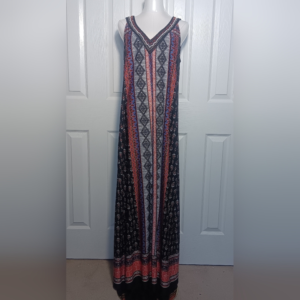 Notations Multicolor Striped Boho Style Maxi Summer Dress